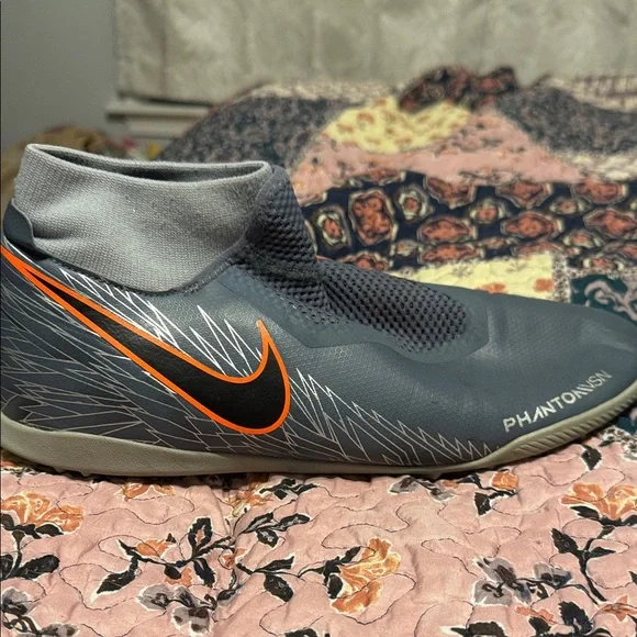 Nike Phantom Vision Academy DF Indoor Soccer Shoes Blue with Orange Swoosh 11.5 - Picture 2 of 10